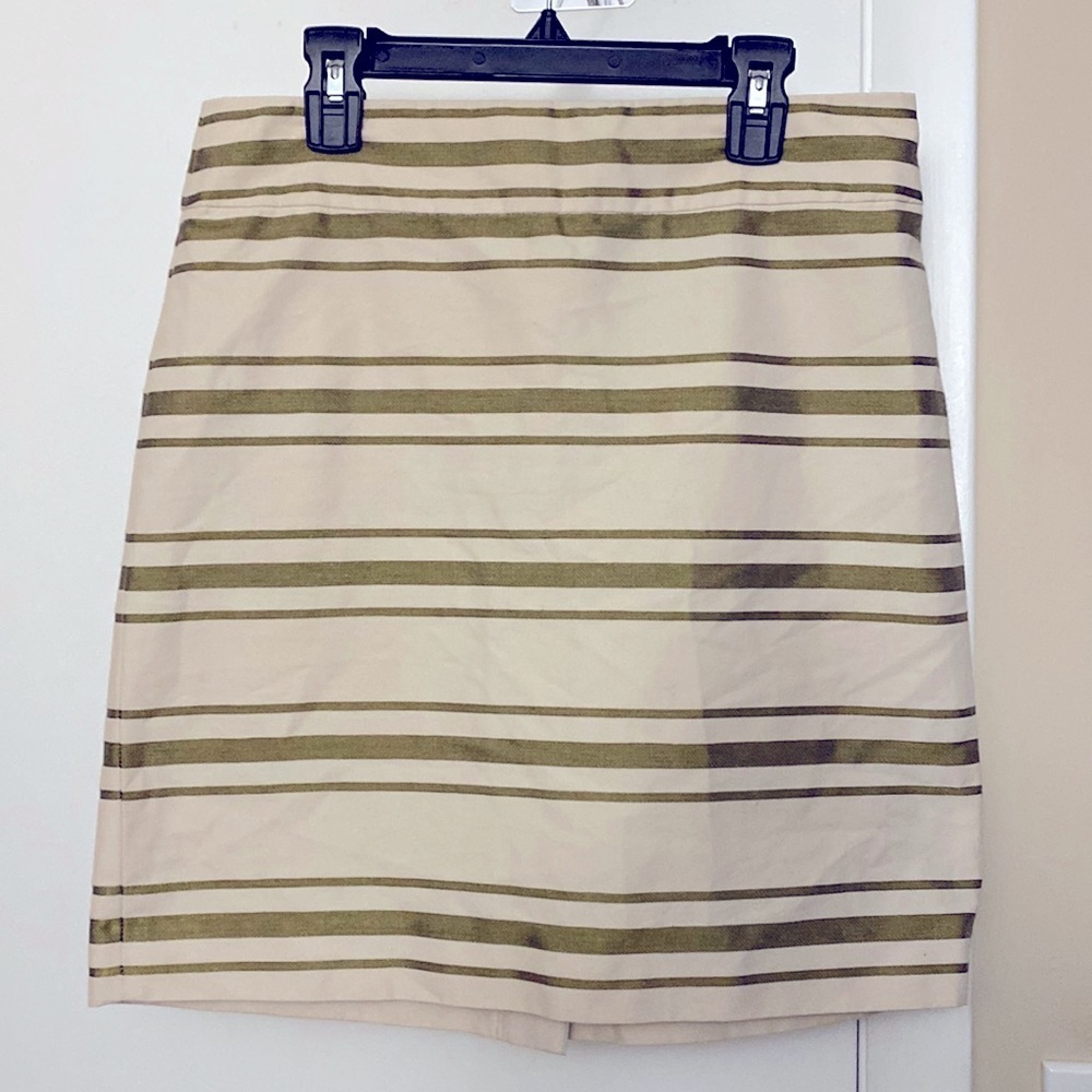 J. Crew Natural Color with Copper Stripes Skirt Size 2
